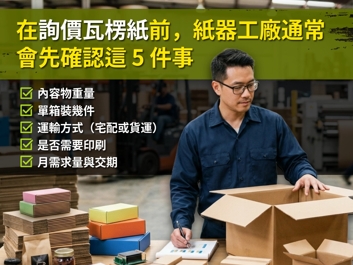 在詢價瓦楞紙前，紙器工廠通常會先確認這 5 件事