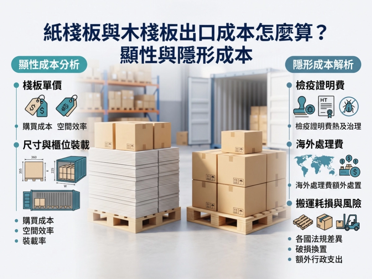 紙棧板與木棧板出口成本怎麼算?顯性與隱形成本